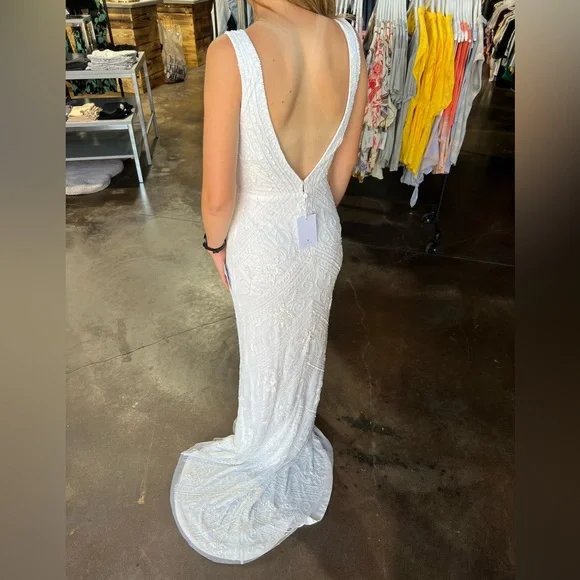 Lulus The Sweetest Vows White Sequin Mermaid Maxi Dress New - Picture 6 of 10